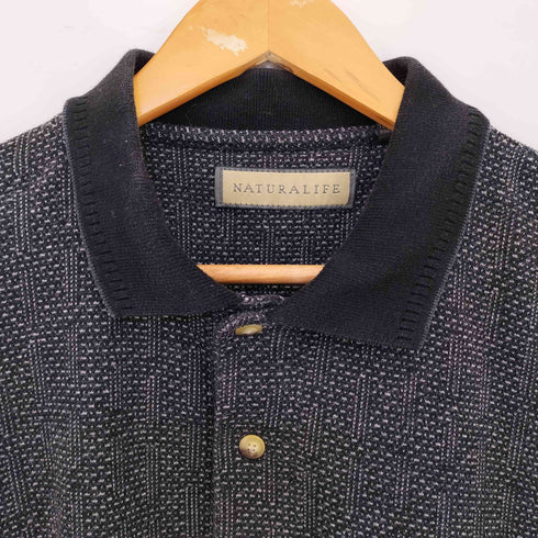 NATURALIFE 総柄 コットンポリ ポロシャツ メンズ import:XL